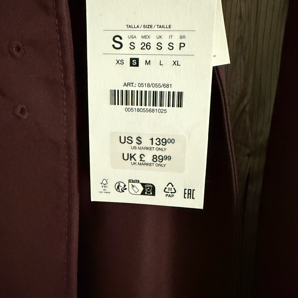 Zara Maroon Water-Repellent Coat - Picture 3 of 5